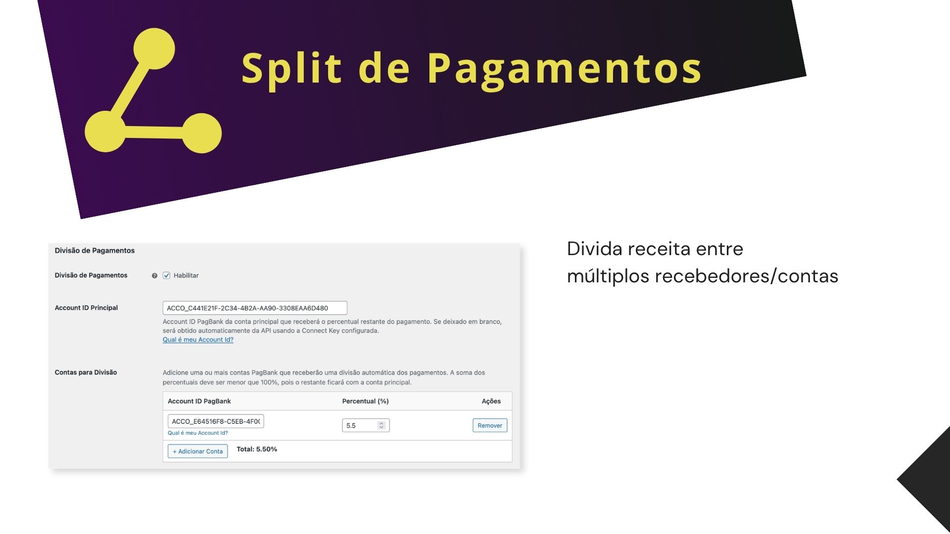 Divisão de pagamentos nativo